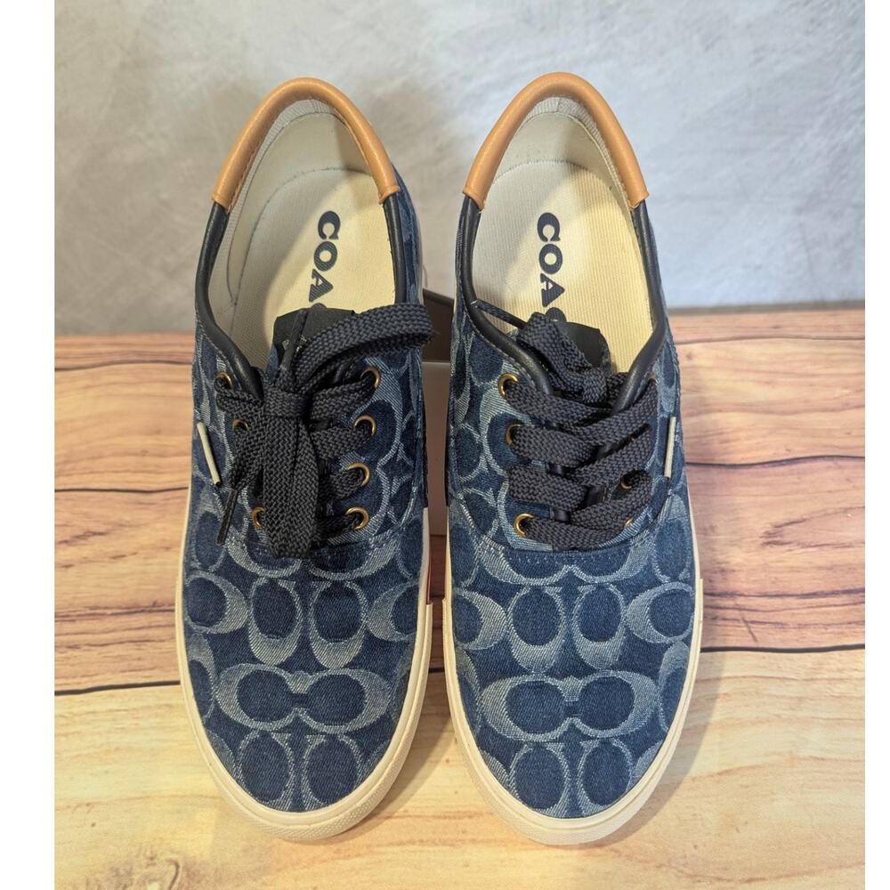 Coach Signature Denim Sneakers – Women’s Size 7.5B Blue/Tan